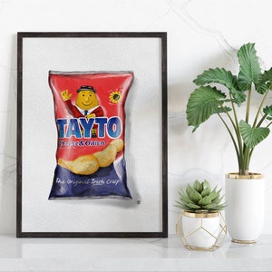 Tayto South Art Print schilderij aquarel Iers eten Ierland chips snack eten kunstwerk aanwezig cadeau verjaardag