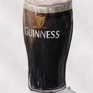 Pint of Guinness Irish Stout Watercolour Digital Art Print image 3