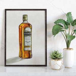 Bushmills Irish Whiskey Bottle Painting Illustration Artwork Print Ireland Irish