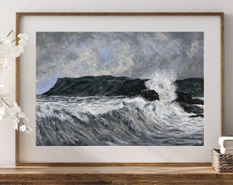 Storm at Fair Head Ballycastle Northern Ireland Oil Painting Digital Print
