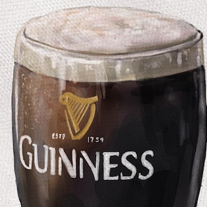 Pint of Guinness Irish Stout Watercolour Digital Art Print image 2