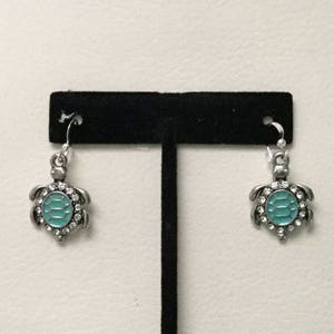 Turtle Earrings, Turquoise Turtle Earrings, Summer Earrings, Beach Earrings, Island Earring, Caribbean earrings, Turtle Rhinestone earrings