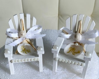 Beach Wedding Cake Toppers, Starfish Cake Topper, Beach Chair Cake Topper, Adirondack Chair Cake Topper, Seashell Cake Topper, Bridal Shower