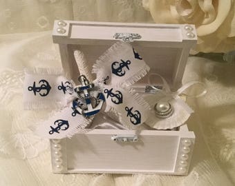 Nautical Wedding Ring Bearer Pillow Box, Beach Wedding, Beach Ring Bearer, Nautical Ring Bearer Pillow, Anchor Ring Bearer, Cruise Wedding