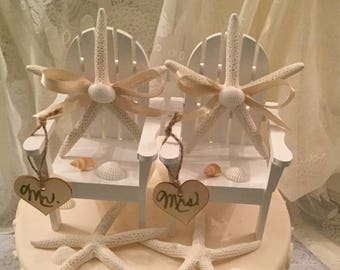 Beach Wedding Cake Toppers, Starfish Cake Topper, Beach Cake Topper, Adirondack Chair Cake Topper, Seashell Cake Toppers, Bridal Shower Cake