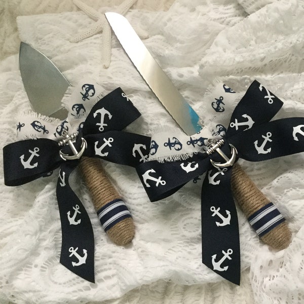 Nautical Wedding Cake Knife. Beach Wedding Cake Server, Coastal Wedding Cake Server, Anchor Wedding Cake Cutter, Beach Wedding, Anchor Decor