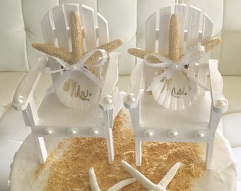 Beach Wedding Cake Toppers, Starfish Cake Topper, Beach Chair Cake Topper, Adirondack Chair Cake Topper, Seashell Cake Topper, Bridal Shower