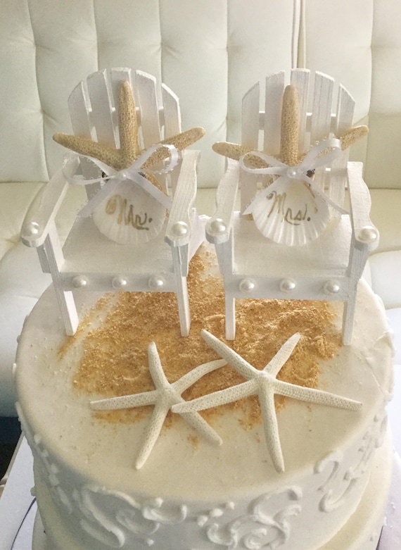 Beach Wedding Cake Toppers Starfish Cake Topper Beach Chair Etsy