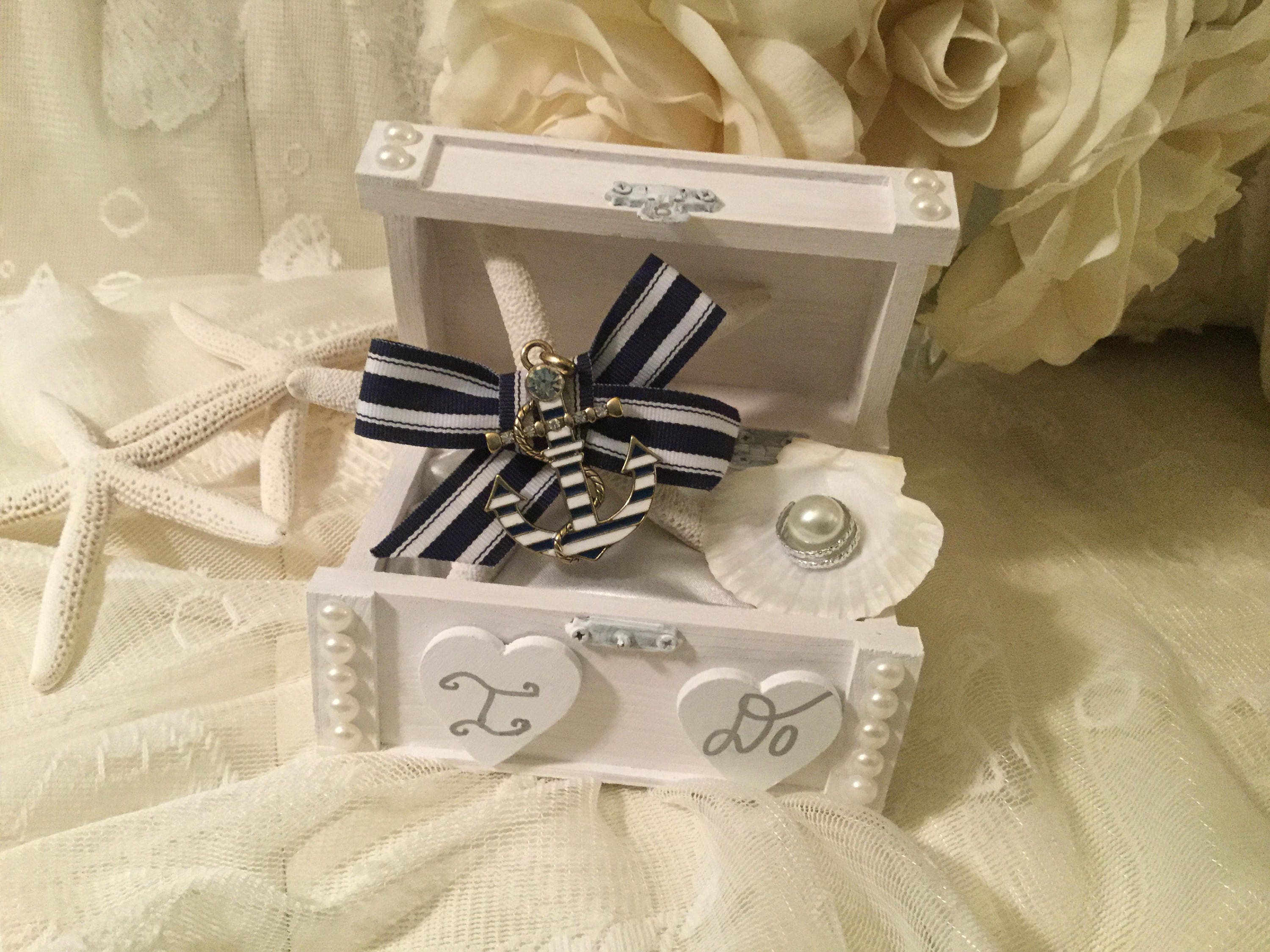 Nautical Wedding Ring Bearer Pillow Box, Beach Wedding, Beach Ring