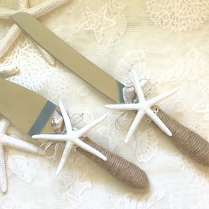 Beach Wedding Cake Knife Serving Set. Wedding Cake Cutter. Starfish Wedding Cake Knife. Seashell Wedding Cake Servers. Coastal wedding.
