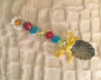 Beaded Teaspoon, Jeweled Serving Spoon, Beaded Sugar Spoon, Turquoise Daisy Spoon, Summer Entertaining, Get Well, Kids Gift, Hostess Gift,