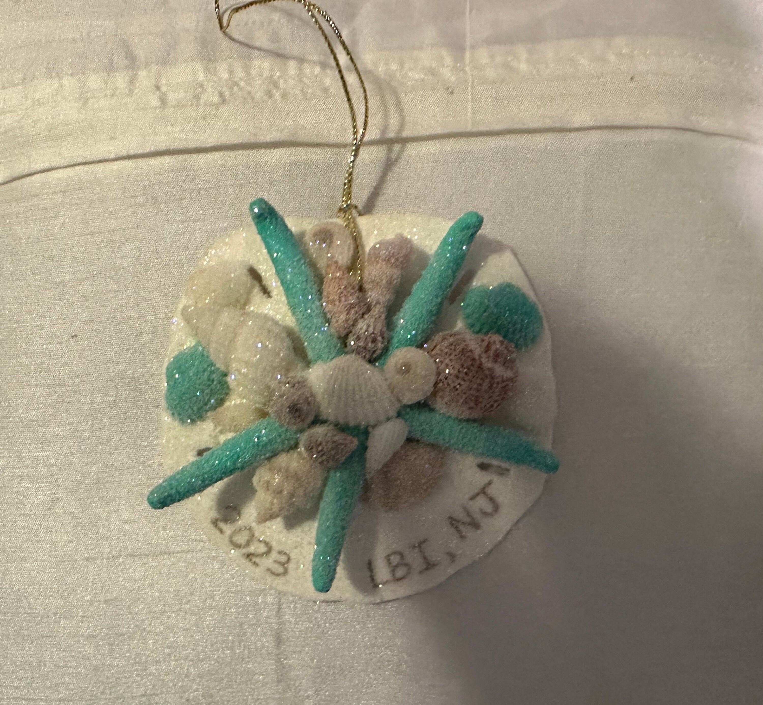 LBI new Jersey Christmas Shell Ornament. LBI Wedding Favor, Long Beach