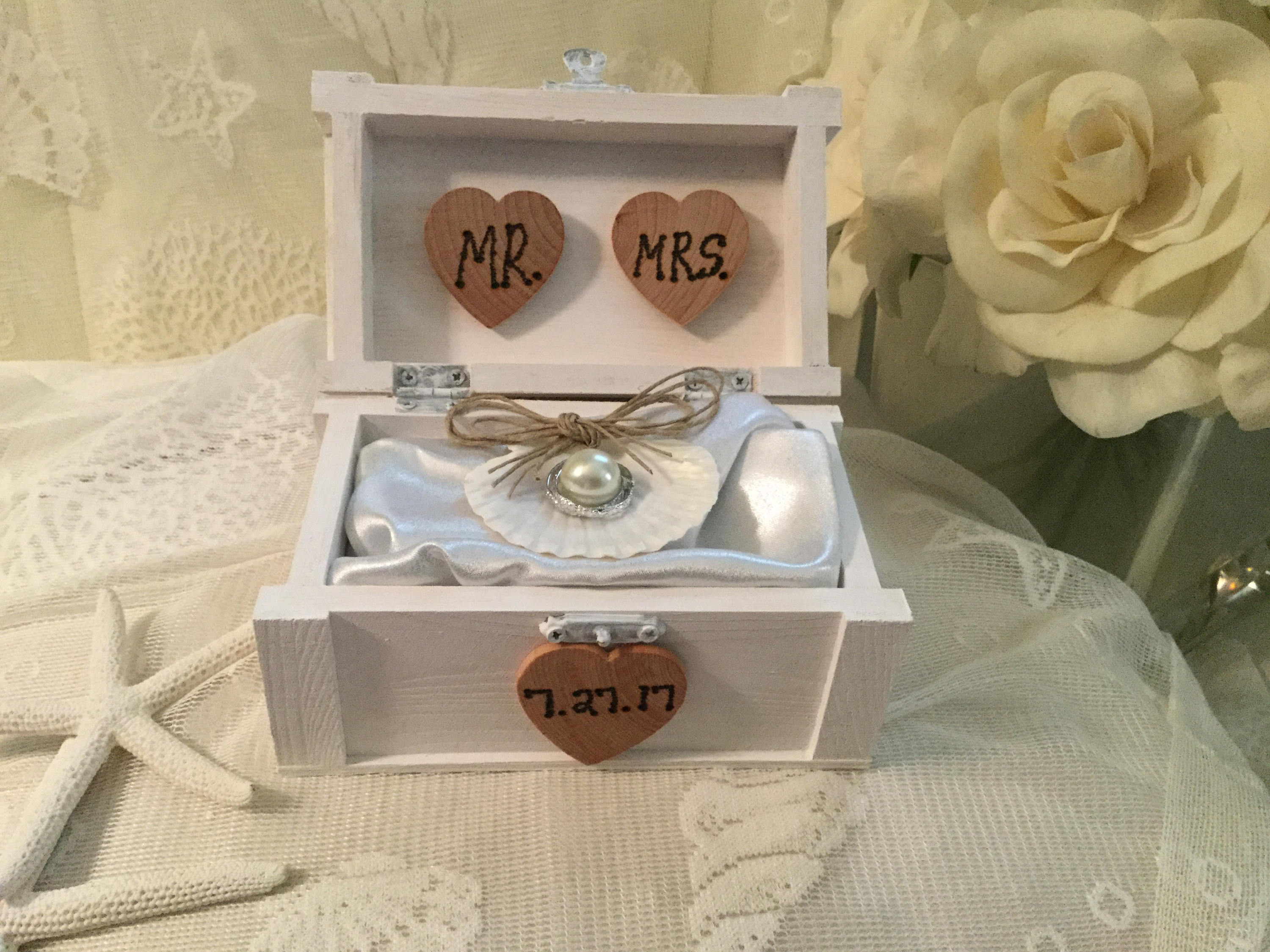 Beach Wedding Ring Bearer Box Coastal Wedding Beach Ring Bearer