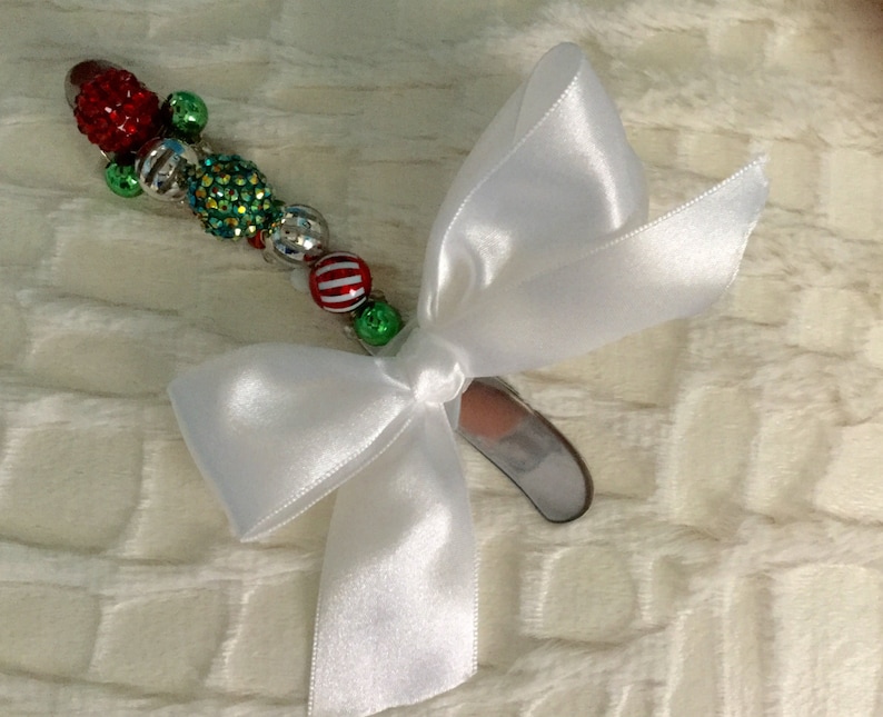Christmas Holiday Jeweled Cheese / Butter Spreader. Stainless Steel
