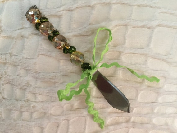 Green Topaz Jeweled Serving Cheese Butter Bread Serving Etsy