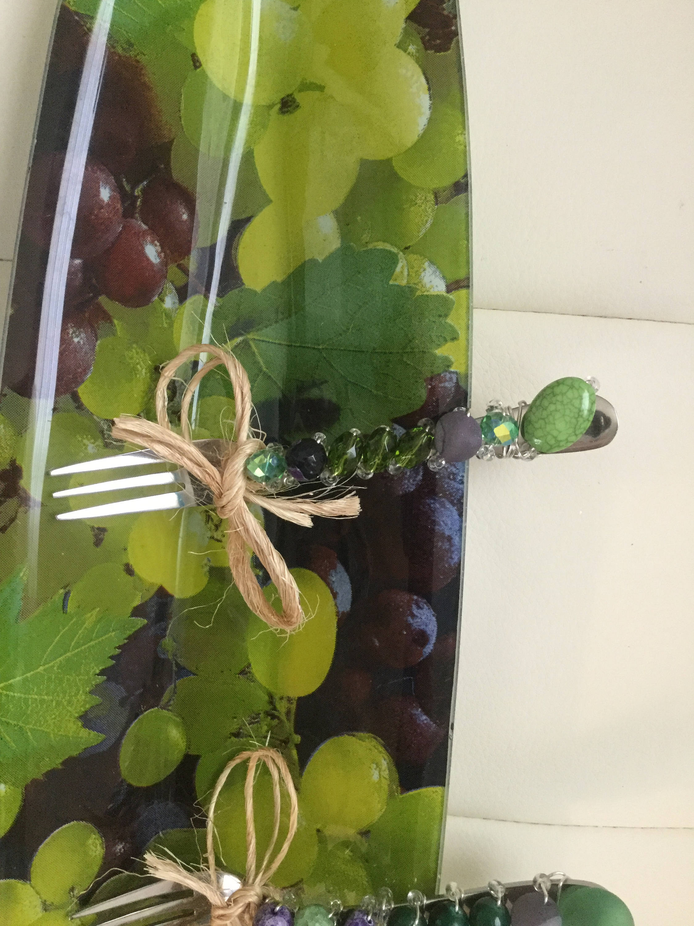 Grape Decor Serving Bowl Platter w/ Jeweled Serving Forks Etsy