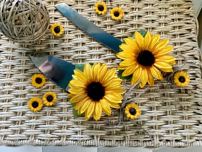 Rustic Sunflower Wedding Cake Knife & Server. Sunflower Etsy