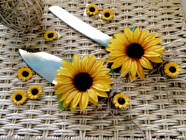 Rustic Sunflower Wedding Cake Knife & Server. Sunflower Etsy