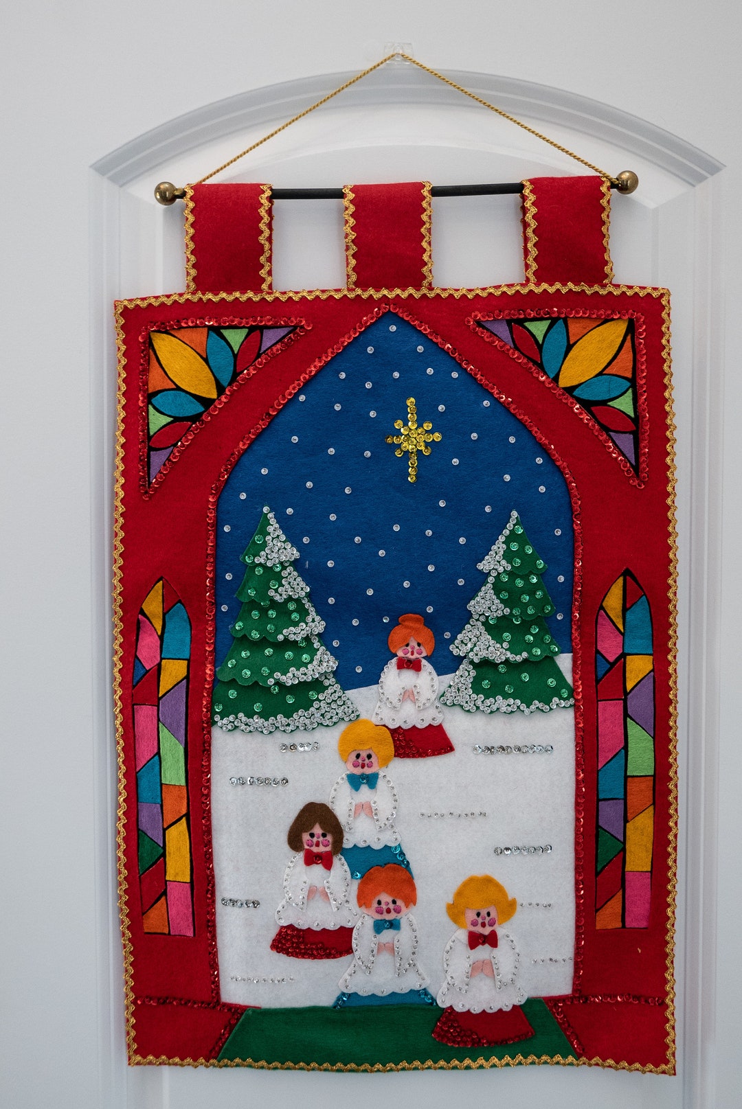 Completed Vintage Bucilla Felt and Sequin Christmas Wall Etsy