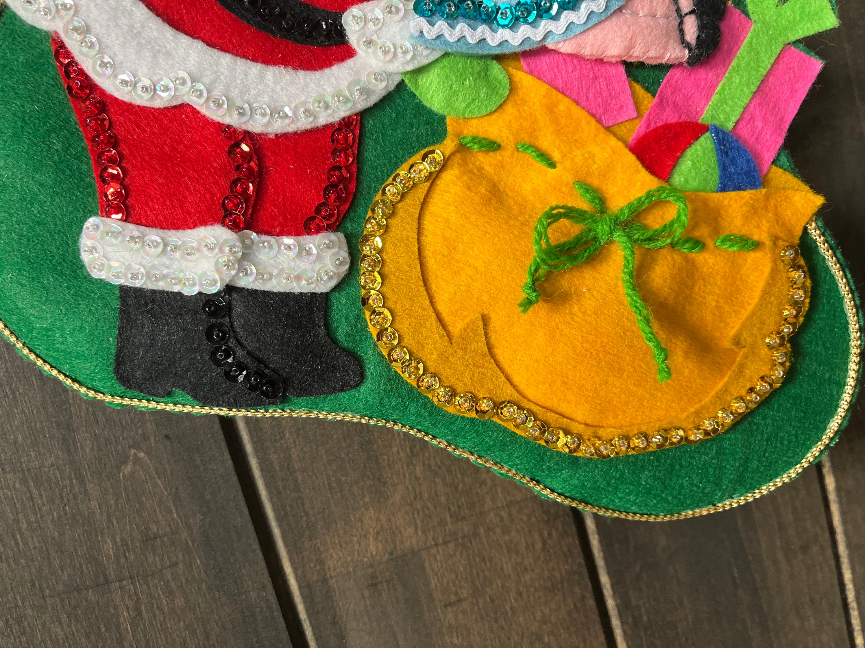 Completed Vintage Bucilla Sequin and Felt Christmas Stocking Etsy