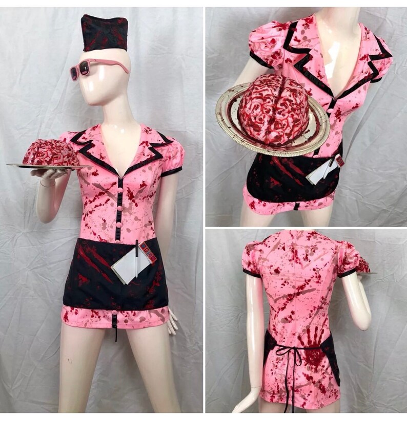 6 Piece Retro ZOMBIE WAITRESS Costume 50s Diner Carhop Pinup Etsy