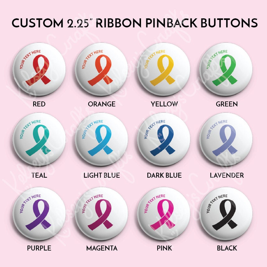 Buttons With Ribbons Custom 2.25 Colored Ribbon Pinback Buttons Custom Pins 25, 50, 100 ...