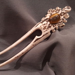 Hair Stick for long hair Carved deer antler hair pin for women with tiger eye Decorative hair combs TheYurich