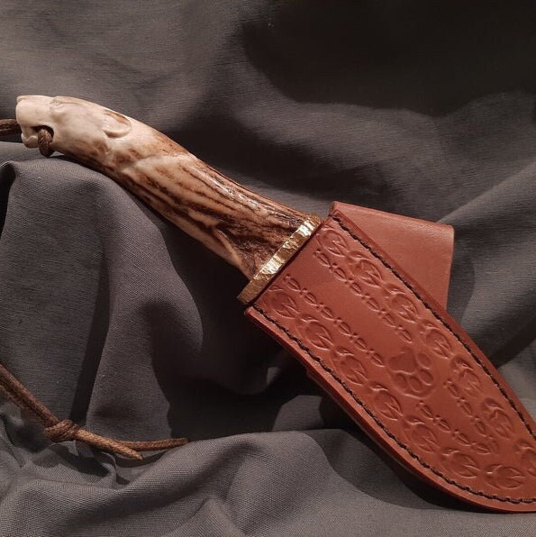 Fixed Blade Knife Handmade Knife Antler Handle Hand Sharpen Etsy