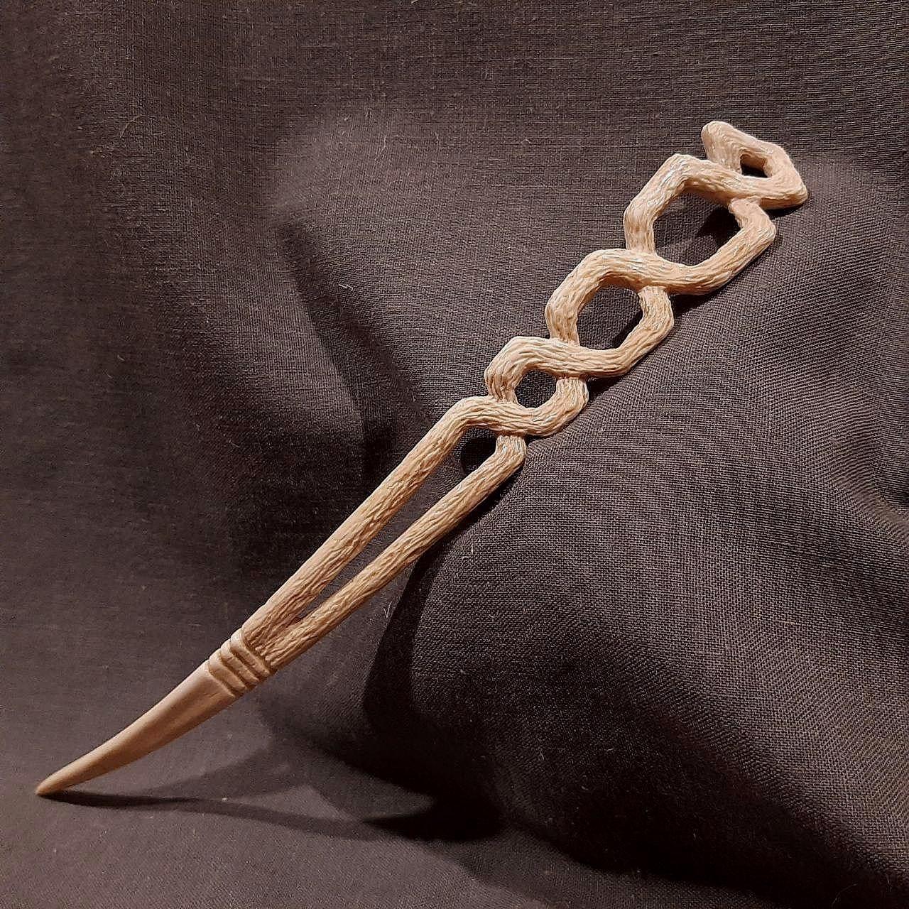 Artisan Made Hand Carved Hair Fork Made From Deer Antler and Wood I have finished work on a new hairpins. This is a Large  main image 2