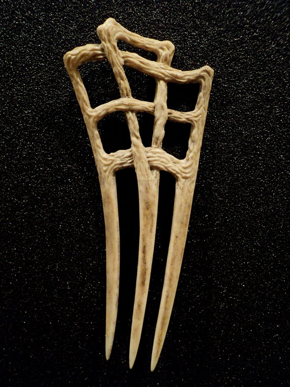 Carved bone hair comb hair accessory carved hair pin Deer Etsy