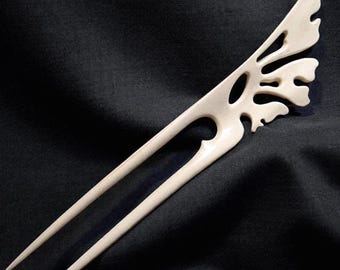 Carved Deer Antler Hair Fork Stick Comb - Wedding Boho Hair Accessory