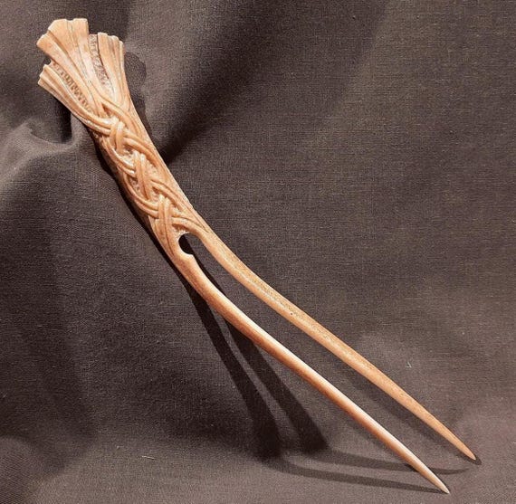Artisan Made Hair Fork Carved Out of Deer Antler Unique hair fork made from deer antler main image 3