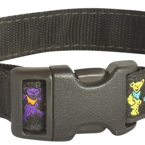 Grateful Dead Dancing Bears Adjustable Dog Collar 3/4-inch wide, Size XS 8"-13" for LITTLE Dogs