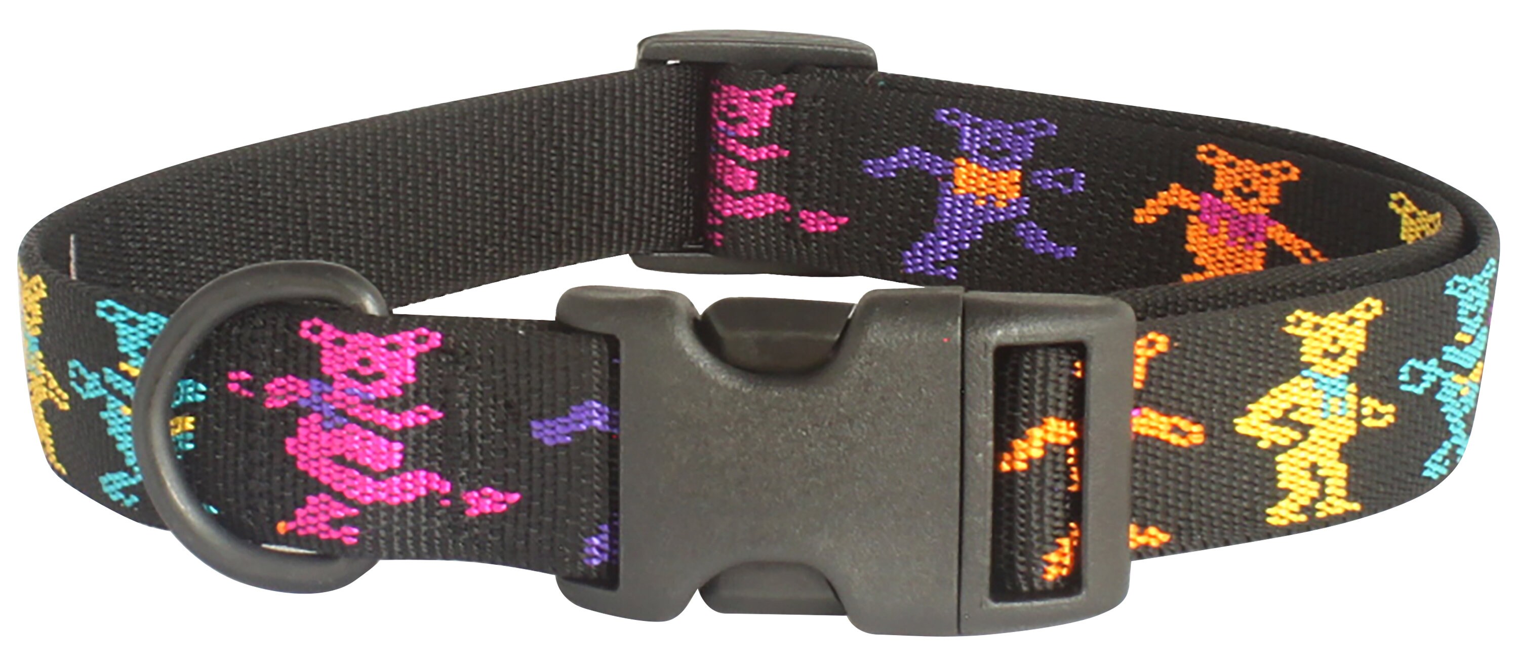 Buckle-Down Pet Leash - Grateful Dead Dancing Bears Design 4ft X 1.5in Hemp/Black