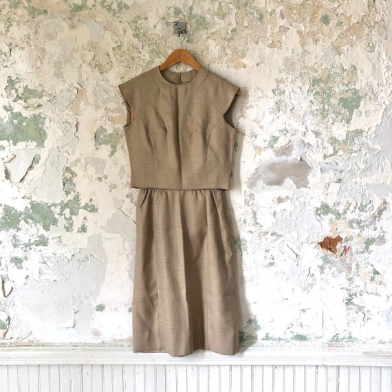 khaki shift dress