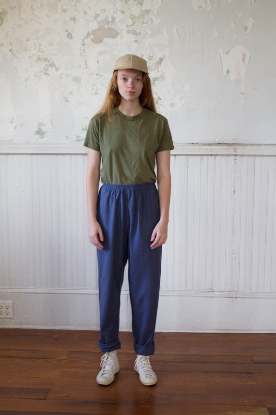 Vintage Silk Pants - Minimalist Trousers - High Wa