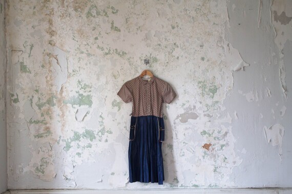 Vintage 40s Dress - 1940s Dress Navy Blue Floral G