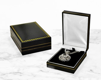 24 boxes Bulk Black Leatherette, Gold Trim, Jewelry Pendant Box , Gold Trim, pendant Box- Dual Ring Box- Gift box-