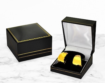 Pack of 24 boxes-Bulk Black Leatherette, Gold Trim Jewelry Earring Box- Red Earrings box- Gift box-Hoop Earring Box-Velvet black-insert