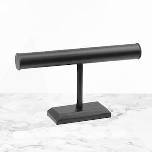 Bracelet T-Bar Long, Black Leatherette