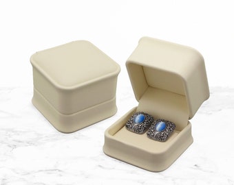 Pack of 12 Cream Earring-Box-- Earring Boxes-Gift Boxes- leatherette boxes-Elegant earring boxes