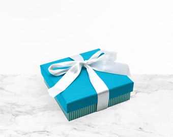 Aqua Striped Watch Box-Sold in cases of 24 boxes, Bangle Box, Blue Ribbon Box, bracelet box, white Ribbon Box, gift box