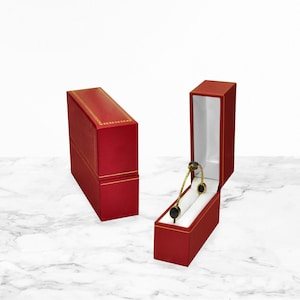 Bulk Classic Red Leatherette Bangle Box- Black Earrings box- Gift box-Bangle Box-Velvet white insert-Pack of 12 boxes-