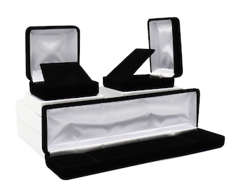 Lot of 12 Black Velvet Jewelry Gift Boxes Jewelry Ring, Earring, Bracelet, Necklace, Pendant Boxes