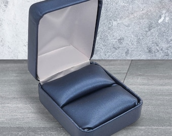 Blue Leatherette Ring Box - Sold In Singles - soft touch leatherette - Single Ring -Proposal Rings