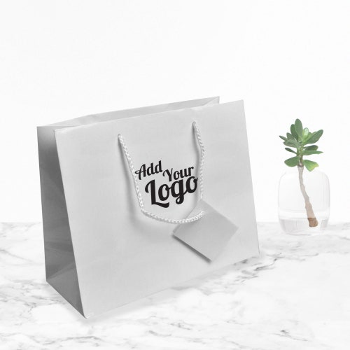 100 pcs Glossy store White Euro Tote Gift Shopping Bags, 9-1/2