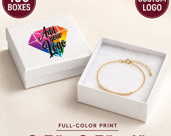 Custom Logo White Swirl Cotton-Filled Jewelry Boxes, 100 Boxes, 3.5" x 3.5" x 1"