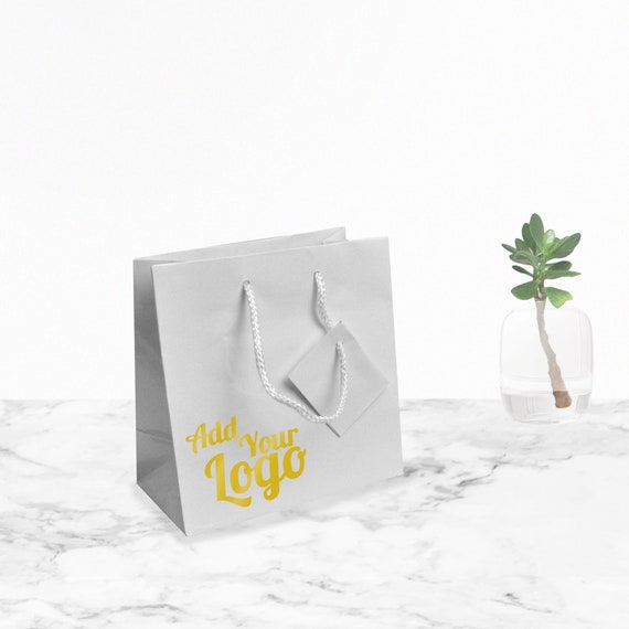 100 Pcs Glossy White Euro Tote Bag Custom Printed Measures 6.5
