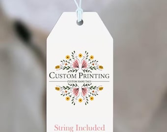 Hang Tag 1-1/2" x 3-1/8" | 100 Pieces with String - Custom Tags ~ Large Hang Tags- Custom Printed | Free Shipping | Add your own Logo