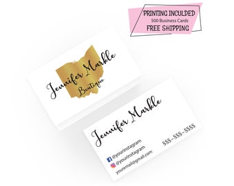 Ohio Boutique Business Cards 500 Printed Business Cards Personalized Shop Cards Boho Cards
